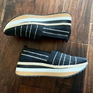 Black/Tan/White Espadrille Type Shoes